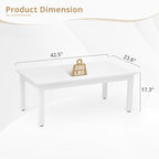 LUE BONA Outdoor Coffee Table Rectangle, 42.5" HDPS Patio Coffee Tables - Image 3