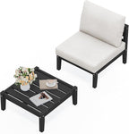 SERWALL HDPE Patio Furniture Set, 2 Pieces Outdoor Sectional Sofa Set, by SERWALL