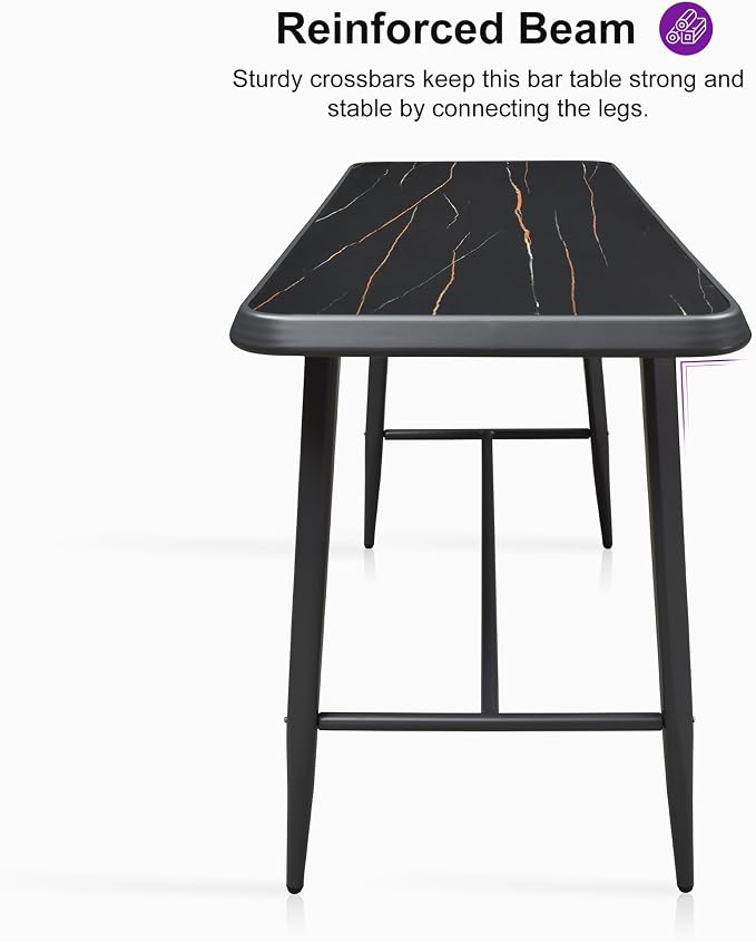 PURPLE LEAF Outdoor High Bar Table Extra-Long Rectangular Patio Pub Balcony - Image 5