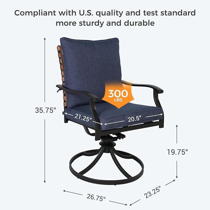 Grand patio 2-Piece Outdoor Dining Chair Set, 2 Leather-Look Wicker 360-Degree - Image 5