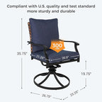 Grand patio 7-Piece Outdoor Dining Set, 6 Leather-Look Wicker Blue Swivel Patio - Image 4
