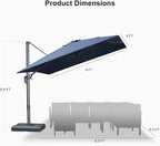 PURPLE LEAF Patio Umbrella 9' X 9' Rectangle Cantilever Umbrella Large Aluminum - Image 9