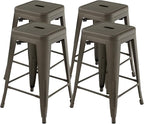 COSTWAY Bar Stools Set of 4, 24” Stackable Metal Stools by COSTWAY