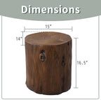SUNBURY Outdoor Side Table Set of 2, Tree Stump Side Table Brown Colored Faux - Image 3