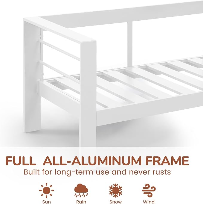 Solaste Outdoor Loveseat Aluminum Patio Furniture Sofa, All-Weather Metal - Image 2