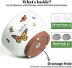 YBX 8 Inch + 6 Inch Terracotta Plant Pots, Flower Pots - Image 5