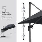 PURPLE LEAF 10' X 13' Patio Umbrella Outdoor Cantilever Rectangle Umbrella - Image 3
