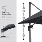 PURPLE LEAF 10' X 13' Square Cantilever Umbrella Patio Umbrella - Image 4