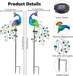 DREAMSOUL 2 Pack Peacock Solar Lights Outdoor, Waterproof Metal Peacock Outdoor - Image 2