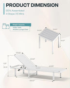 Lounge Chair Outdoor with Wheels, Aluminum Patio Chaise Lounge Chair with 5 - Image 2