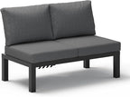 Aluminum Outdoor Patio Sofa Set, 2 Seats Modular Sectional Reclining Loveseat by Oasbira