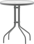 Flash Furniture Bellamy 23.75'' Round Tempered Glass Metal Table by FlashFurniture