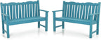 Outdoor Bench Set of 2, Weatherproof Garden Benches by LAHAAP