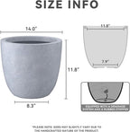 Kante 14 Inch Dia Round Concrete Planter, Indoor Outdoor Large Plant Pot - Image 2