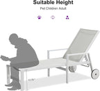 PURPLE LEAF Lounge Chair Outdoor Set 2 Pieces White Aluminum Chaise Lounge - Image 8