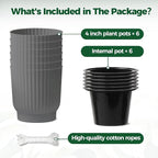 T4U 4 Inch Plant Pots Self Watering, 6 Pack African Violet Pots, Small Plant - Image 6