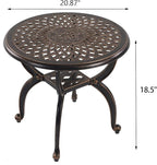 Cast Aluminum Outdoor Side Table, All Weather Round Small Coffee Table - Image 3