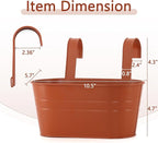 3 Pack Metal Railing Planters, 10.5" Oval Hanging Flower Pots - Image 2