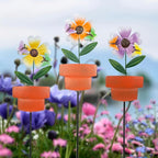 Metal Garden Stakes Decor, 3 Pack Flowers Pot Decorative Garden Stakes - Image 6