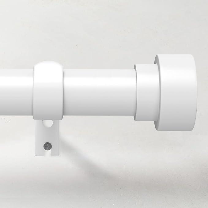 Curtain Rods for Windows 72 to 144, 1 Inch Adjustable White Extra Long Heavy by TimeForest