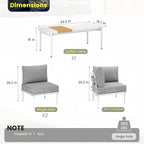 Sundale Outdoor 3 Pieces Patio Furniture Set, Metal Outdoor Sectional Sofa - Image 2
