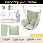 Hammock Chair Hanging Rope Swing Chair, Max 450 Lbs, Large Hanging Chair - Image 3