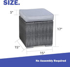 Patiorama 2 Pieces Assembled Outdoor Patio Ottoman, Indoor Outdoor All-Weather - Image 3