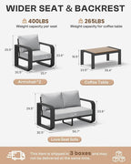 Aluminum Outdoor Patio Furniture Set, 4 Piece Oversized Patio Conversation Sets - Image 9