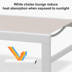 PURPLE LEAF Outdoor Lounge Chairs Set of 2 White Aluminum Chaise Lounge Chaisr - Image 5