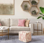 SIMPLIHOME Zoey Boho Cube Woven Pouf in Maroon Cotton and Wool - Image 2