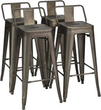 COSTWAY Metal Bar stools Set of 4, by COSTWAY