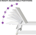 PURPLE LEAF Oversize Chaise Lounge Chair Outdoor 2 Pieces White Aluminum Lounge - Image 5
