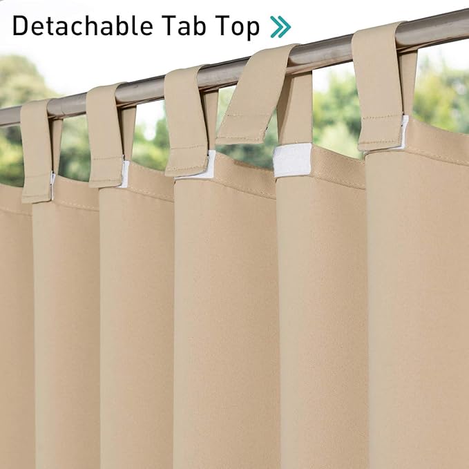 NICETOWN Outdoor Curtainss for Patio Waterproof 108 inch Extra Long, Self-Stick - Image 3