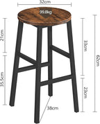 Bar Stools, 24.4 Inch Kitchen Breakfast Bar Stools, Industrial Bar Stools - Image 3