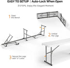 VINGLI 6 feet Plastic Folding Bench, Portable in/Outdoor Picnic Party Camping - Image 9