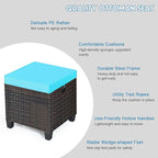 Tangkula 2 Pieces Outdoor Patio Ottoman, All Weather Rattan Wicker Ottoman Seat - Image 6