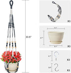 Macrame Plant Hanger with Pot, 3 Set Hanging Planters - Image 2