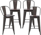 Alunaune 30" Swivel Metal Counter Height Bar Stools Set of 4 High Back - Image 10