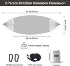 Brazilian Double Hammock with Tree Straps, Extra Large 94x63IN, 2 Persons - Image 3