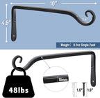 FEED GARDEN Wall Hook Hanging Plant Bracket 10 Inch 2 Pack, Hand-Forged Plant - Image 2
