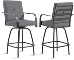 Patio Swivel Bar Stools Set of 2, Outdoor Bar Height Swivel Chairs by STRPRETTYBASIC