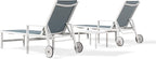 PURPLE LEAF Lounge Chair Outdoor Set 2 Pieces White Aluminum Chaise Lounge - Image 9