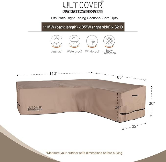 ULTCOVER Patio L-Shaped Right Facing Sofa Cover Waterproof - Image 2