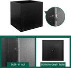 Galvanized Steel Planter Box Black Metal Planter 20Inch Large Square Indoor - Image 8