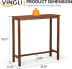 VINGLI Wooden Outdoor Bar Table, Wood Patio Counter Height Table, - Image 3