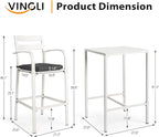 VINGLI 3-Piece Outdoor Bar Set, Aluminum Bar Height Table & 2 Chairs - Image 3