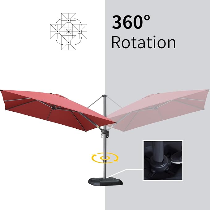 PURPLE LEAF 9' X 11.5' Square Cantilever Umbrella Patio Umbrella - Image 5