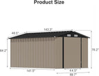 Patiowell 12 x 8 FT Outdoor Storage Shed, Steel Shed Storage House - Image 3