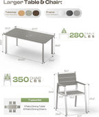Aluminum Outdoor Dining Set for 6, Patio Table and Chairs Set - Image 7