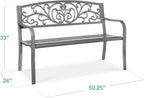 Best Choice Products Outdoor Bench Steel Garden Patio Porch Furniture - Image 2